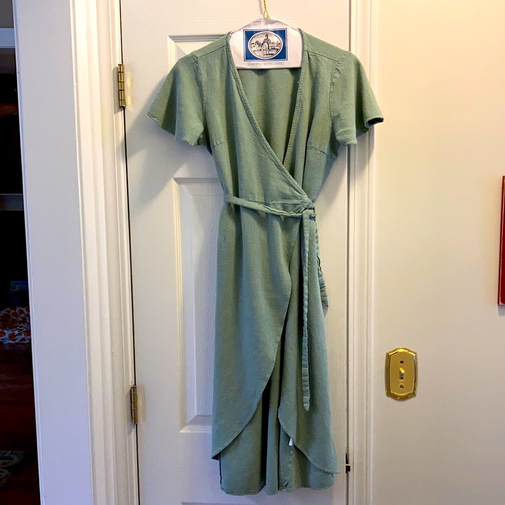 Sage Midi Wrap Dress